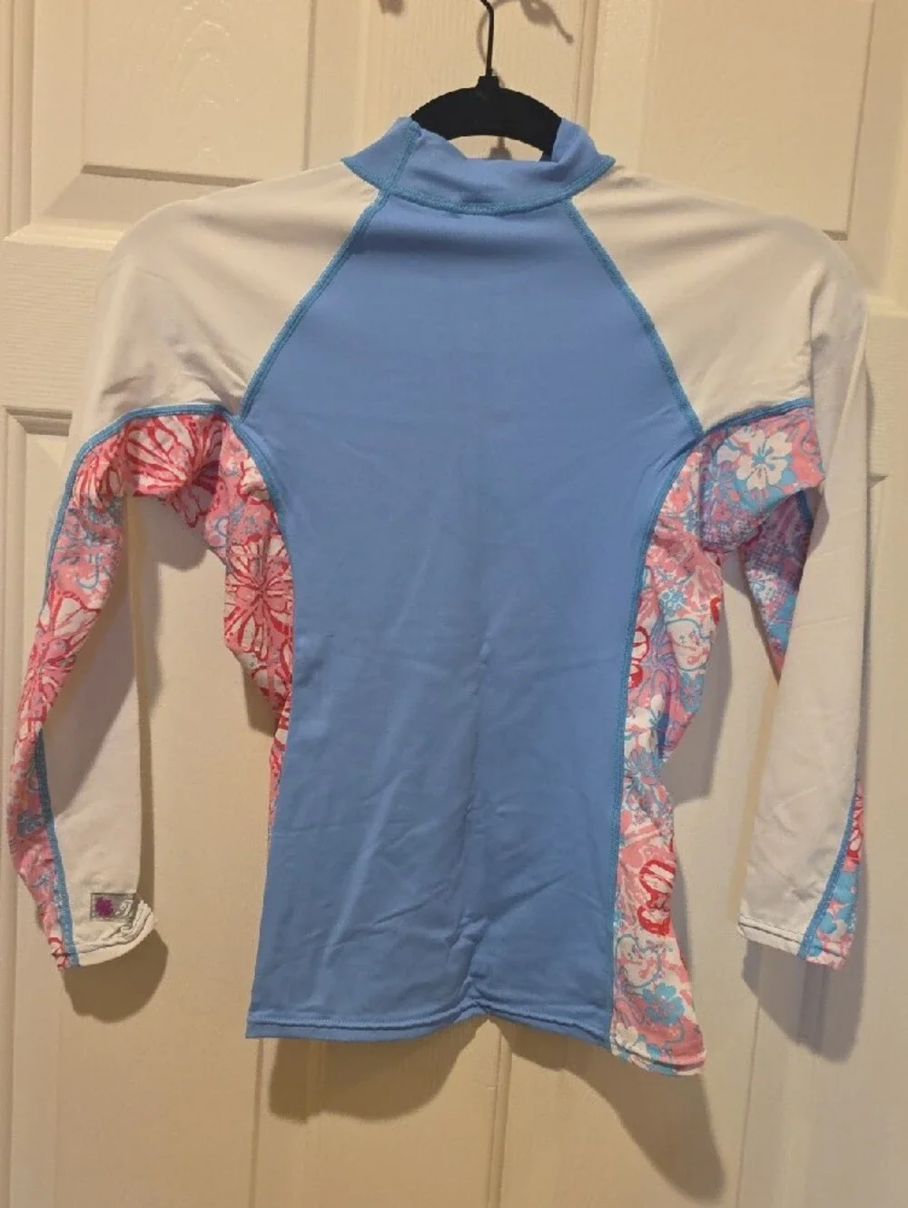 Girls' Blue Floral Long-Sleeve Rashguard